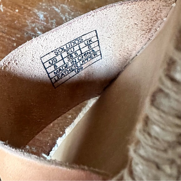 Soludos Sandals Minorca Platform Leather Espadrille Wedge Nude Tan Buckle Sz 8 - Picture 14 of 15
